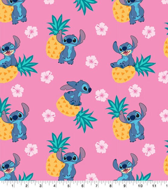 Lilo & Stitch Pineapple Toss Disney Cotton Fabric (2 Yards Min.) - Licensed & Character Cotton Fabric - Fabric