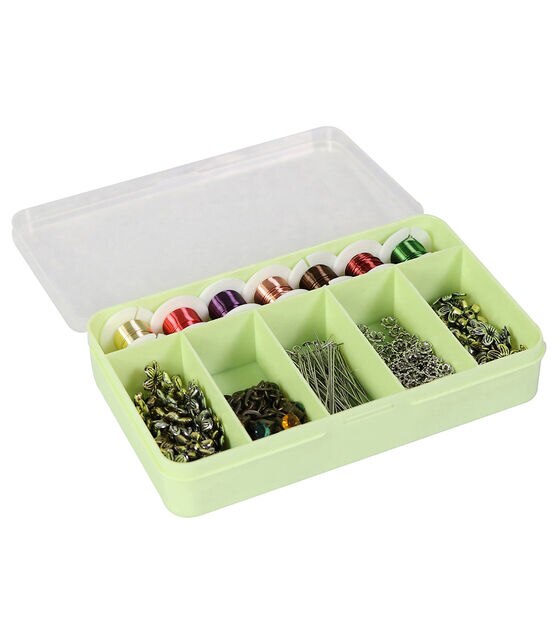 Everything Mary 6" Green 6 Compartment Plastic Storage Box With Lid, , hi-res, image 3