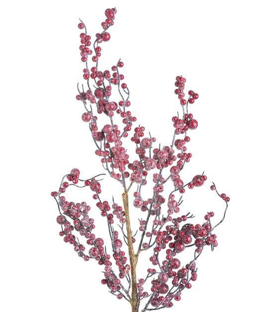 30" Red Frosted Berry Stem by Bloom Room, , hi-res, image 2
