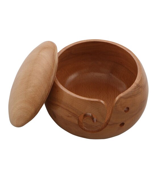 K+C 6 Beech Wood Yarn Bowl & Lid - K+C Yarn - Yarn & Needlecrafts