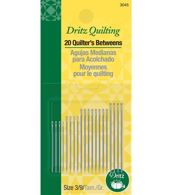 Dritz Quilter's Betweens Hand Needles, Size 3/9, 20 pc, Nickel