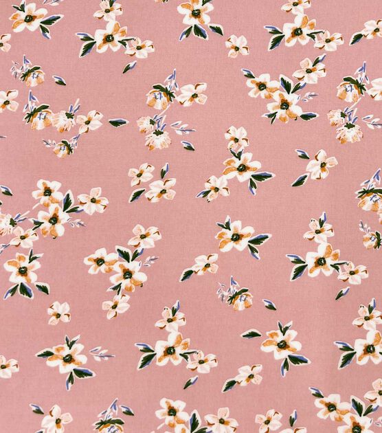 Floral on Pink Rayon Challis Fabric