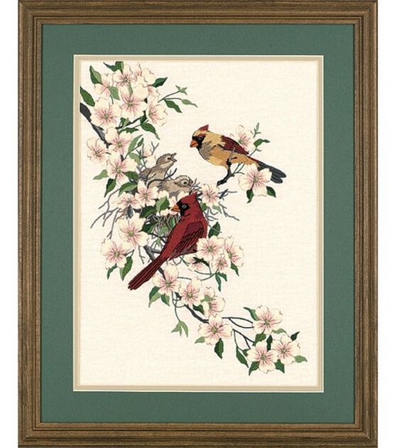 Dimensions 11" x 15" Cardinals In Dogwood Crewel Embroidery Kit