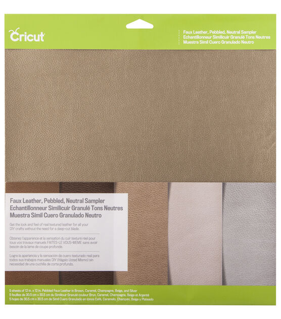 Cricut 2 Packs 5 Sheets Faux Leather Pebbled & Washi Designer Paper  12"x12" NIP