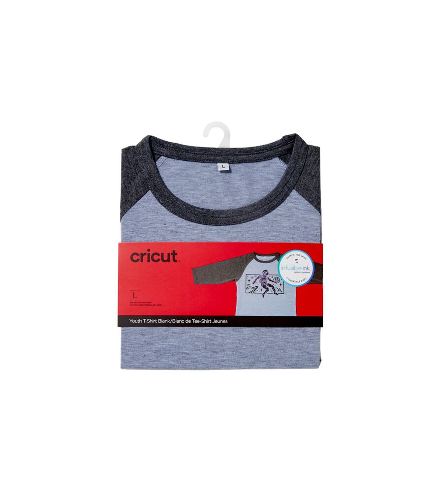 Cricut Gray Unisex Youth Raglan Baseball T Shirt Blank, Youth Large, swatch