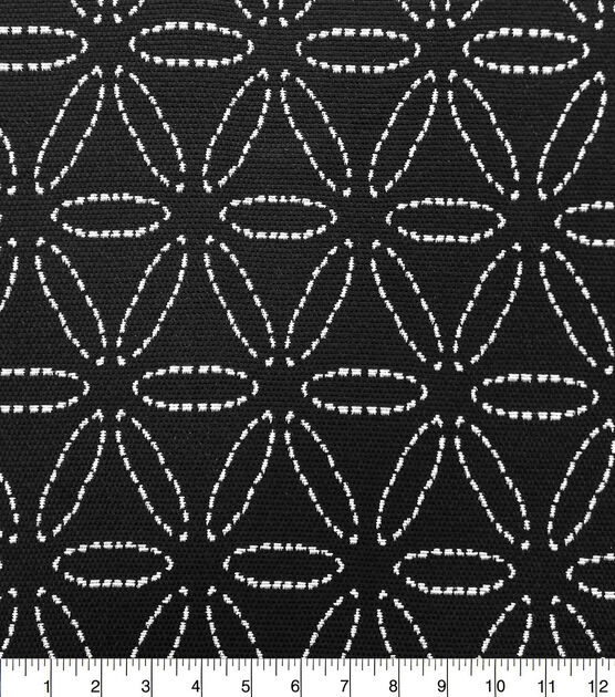 Black/White Floral Pick Stretch Woven Fabric, , hi-res, image 2