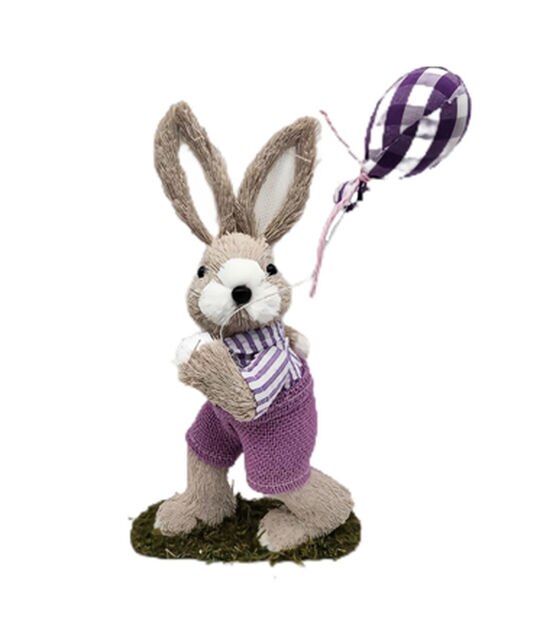 11" Spring Rabbit Holding a Purple Balloon by Bloom Room