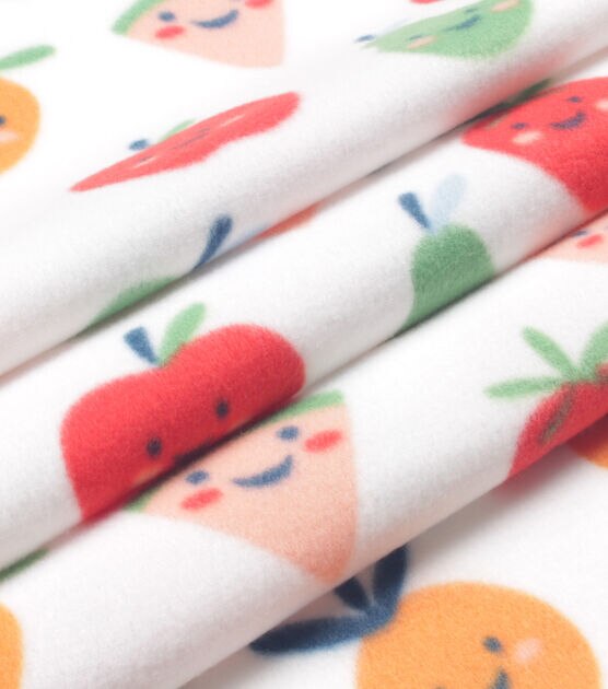 Juicy Fruit on White Blizzard Fleece Fabric, , hi-res, image 3