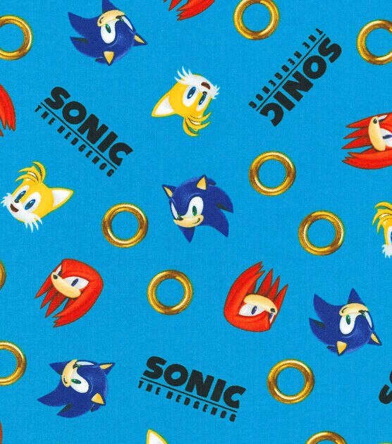 Robert Kaufman Sonic the Hedgehog Cotton Fabric Rings Tossed