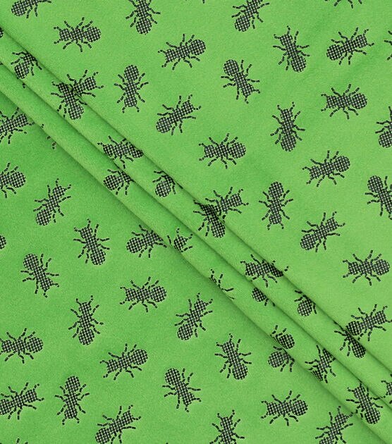 Foiled Ants on Green Pure Plush Fleece Fabric, , hi-res, image 2