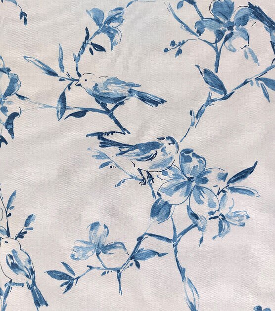 Cotton Canvas Blue Bird Fabric