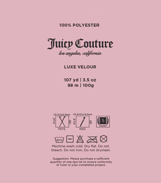 Juicy Couture Luxe Velour 107yds Bulky Polyester Yarn, , hi-res, image 2