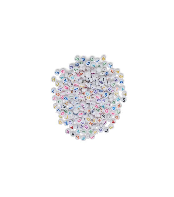 100 Pcs - 7mm White Number Beads Round Alphabet Style Craft Kids Beading  F101