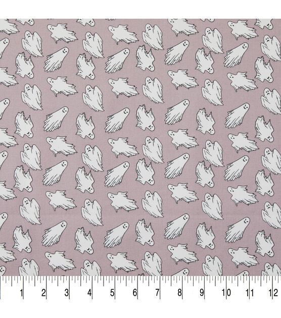 Glow in the Dark Halloween Mini Ghosts Pink Cotton Fabric, , hi-res, image 3