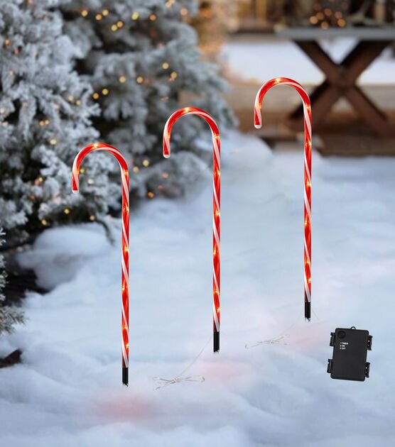 5' Christmas Lighted Candy Cane Pathway Lights 3ct by Place & Time | JOANN