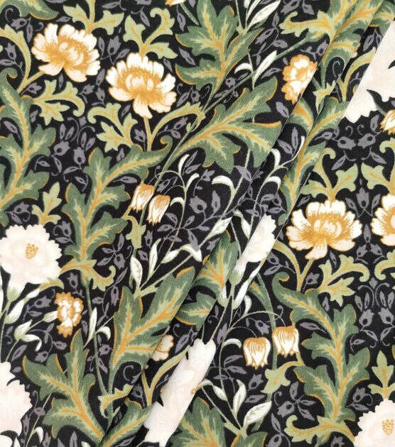 Green Intricate Floral Luxe Flannel Fabric by Joann