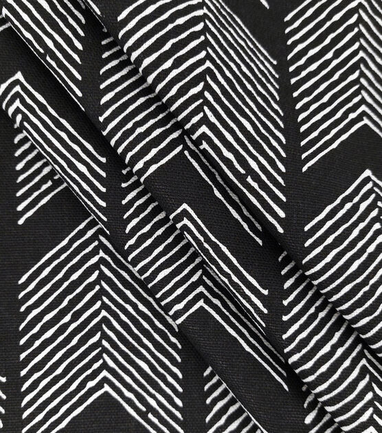 Black & White Arrow Like Cotton Canvas Fabric, , hi-res, image 2