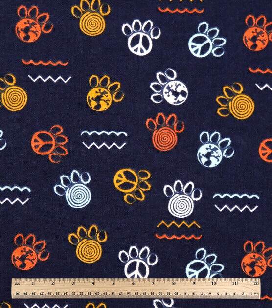 Navy Paw Print Novelty Cotton Fabric, , hi-res, image 3