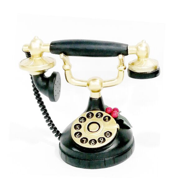 6" Christmas Black & Gold Vintage Phone by Place & Time