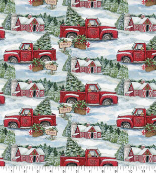 Barnyard Beauty on Gray Christmas Cotton Fabric