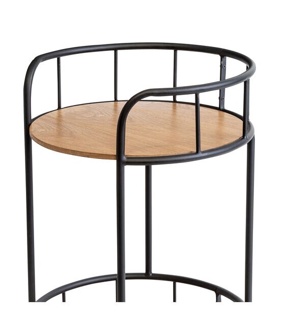 Honey Can Do 2 Tier Round Side Table with Wheels Black, , hi-res, image 8