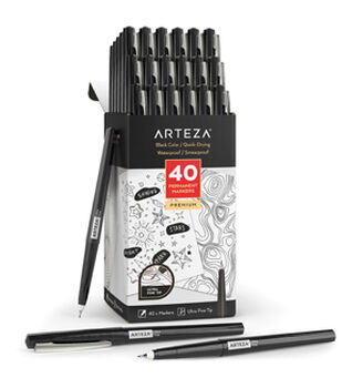 ARTEZA Liquid Chalk Markers Set of 16 (16 Bright Colors, 16 Replaceable  Chisel Tips, Tweezers, 50 Labels, 2 Stencils), Dust-Free, Water Based Chalkboard  Markers, Office Supplies