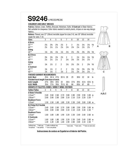 Simplicity Pattern S9246 Child & Girl Dresses Size K5 (7-8-10-12-14), , hi-res, image 4