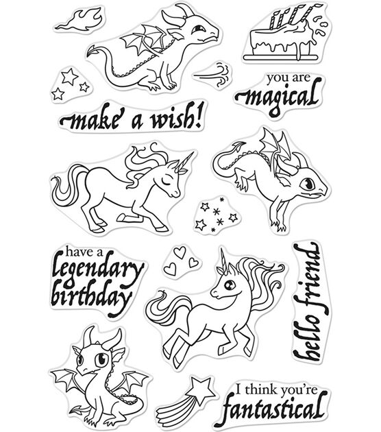 Hero Arts Clear Stamps 4''X6'' Dragons & Unicorns, , hi-res, image 3