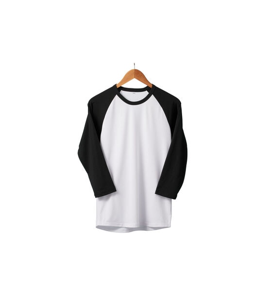 Cricut Black & White Unisex Adult Raglan Baseball T Shirt Blank, , hi-res, image 2