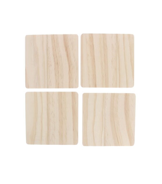 FSWCCK 8 PCS Unfinished Wooden Coasters, 4 Inch Blank Square Wood