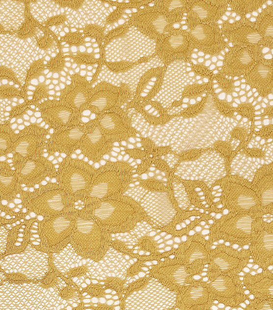 Embroidered Stretch Lace Apparel Fabric Sheer Floral Yellow DD509