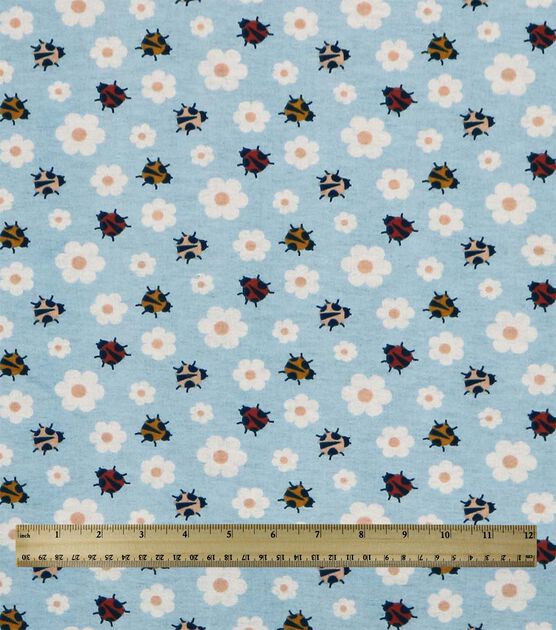 Ladybugs & Daisies on Blue Super Snuggle Flannel Fabric, , hi-res, image 3