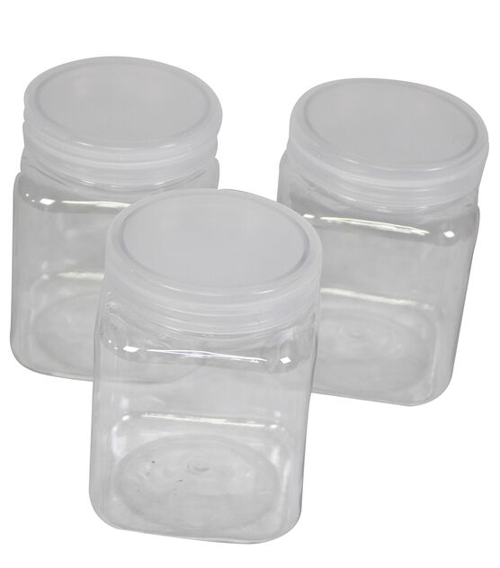 10 Oz Clear Plastic Jars With Lids Set of 3 Storage Jars for