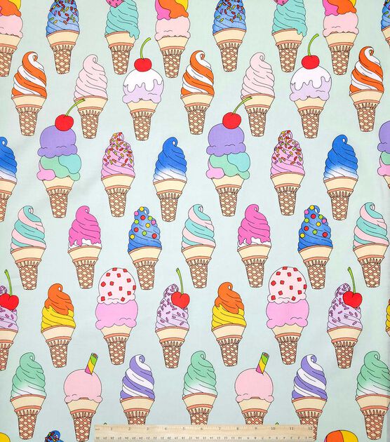 Alexander Henry Soft Serve Ice Cream on Light Blue Premium Cotton Fabric, , hi-res, image 2