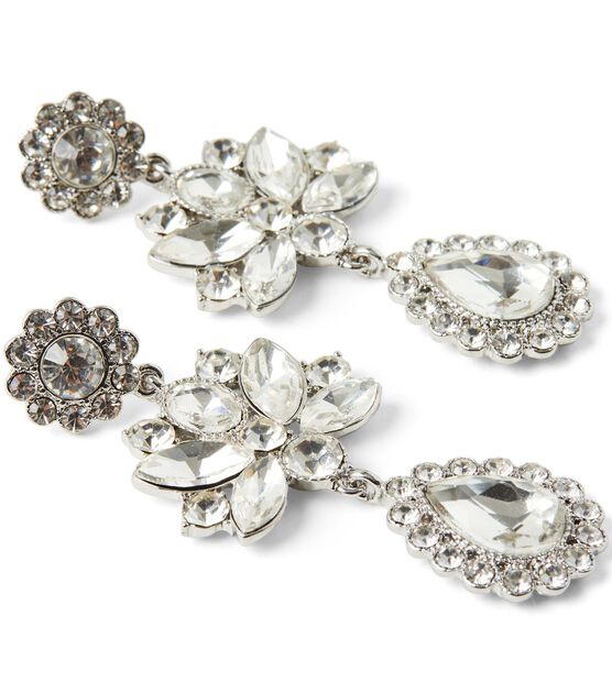 Badgley Mischka Casted Stone Flower Dangle Earrings, , hi-res, image 2