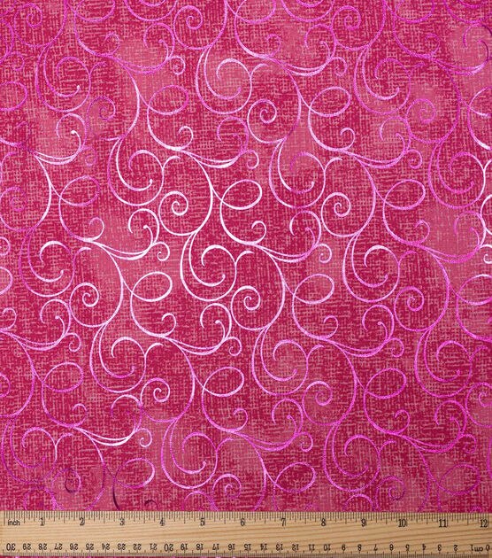 Pink Scroll Quilt Foil Cotton Fabric by Keepsake Calico, , hi-res, image 2