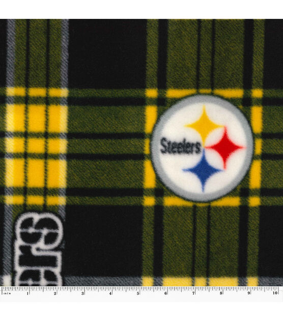 NFL Pittsburgh Steelers Plaid Fleece Black/Yellow Fabric