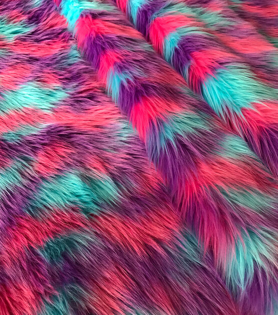 Pink Blue Purple Rainbow Faux Fur Fleece Fabric | JOANN