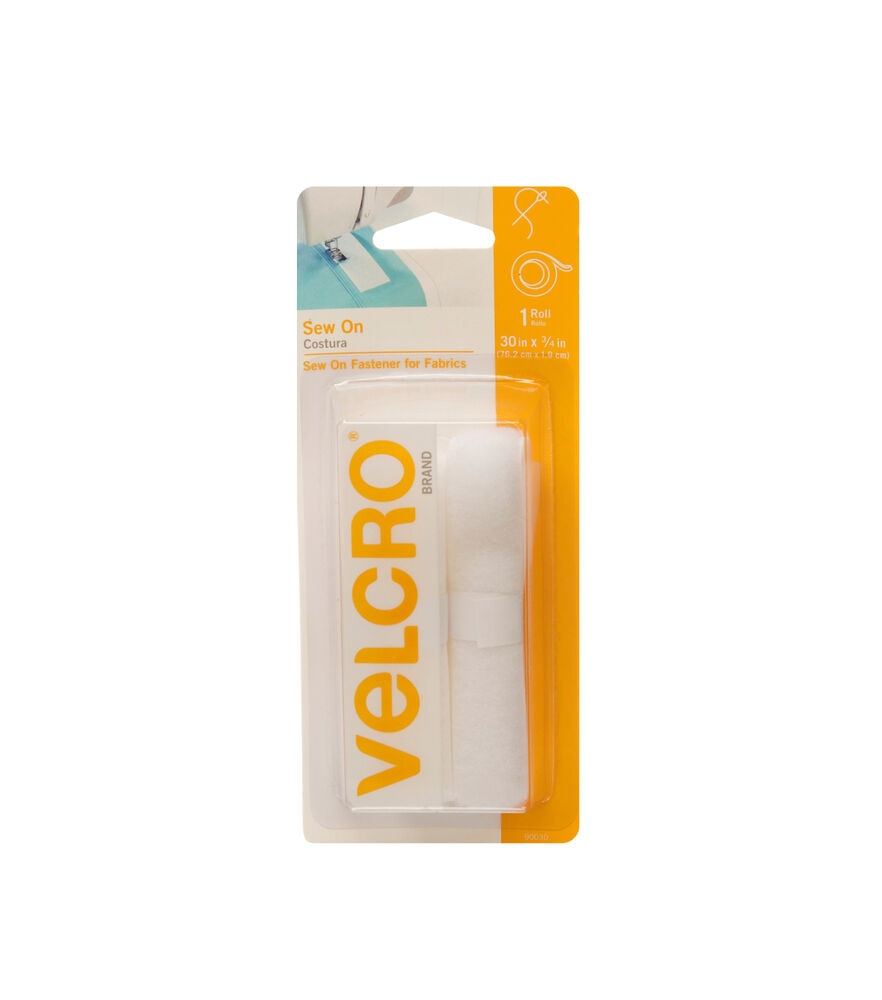 VELCRO Brand 0.75'' x 30'' Sew On Tape, White, swatch