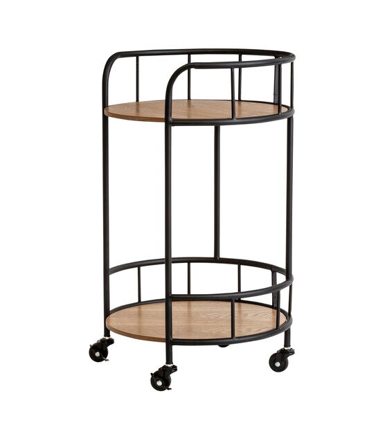 Honey Can Do 2 Tier Round Side Table with Wheels Black, , hi-res, image 6