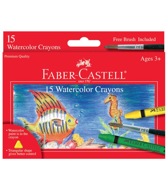 FABER-CASTELL Watercolor Crayons with Brush 15 Colors 16-ct Art Set for All  Ages