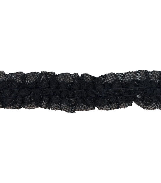 Simplicity Stretch Lace Ruffled Trim Black, , hi-res, image 3