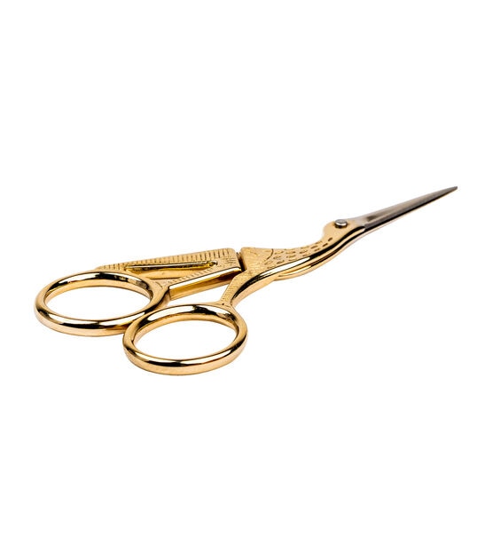 Embroidery scissors, sand-blasted rose-gold Stork - OMNIA Line