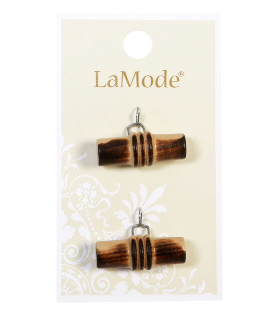 La Mode 1 1/4 Brown Toggle Buttons 2pk
