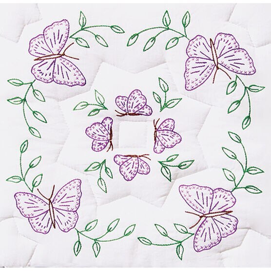 Jack Dempsey 18" Circle of Butterflies Stamped Quilt Blocks 6pk