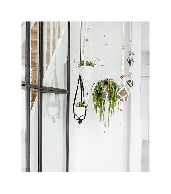 Macrame Plant Hanger, Hanging Planter, Cotton & Leather Suede Plant Hanger  