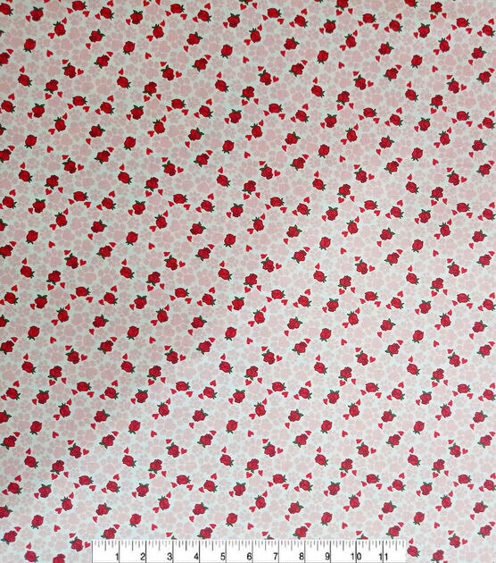 Packed Paw Prints & Roses Valentine's Day Cotton Fabric, , hi-res, image 2