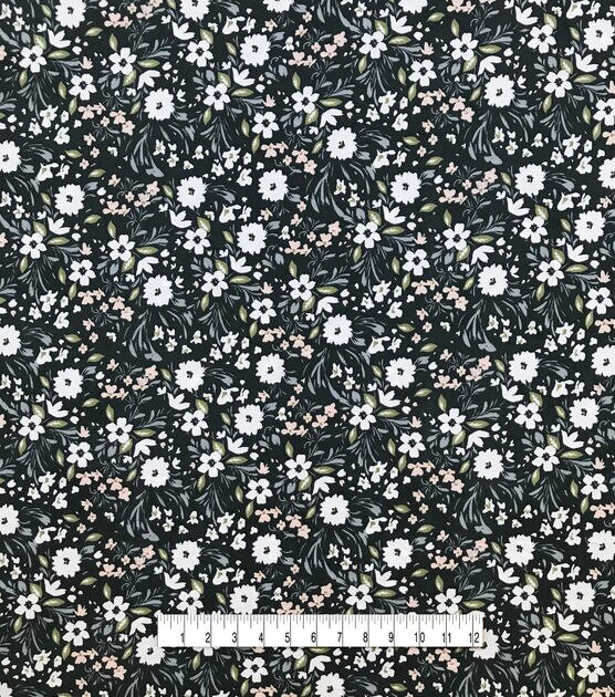 Navy Floral Double Brush Jersey Knit Fabric, , hi-res, image 5