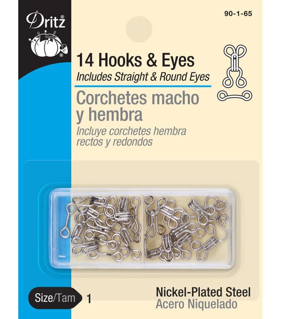 Dritz Hooks & Eyes, 14 pc, Nickel, Size 1