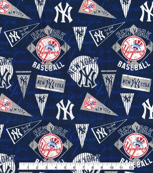 Cotton Fabric - Sports Fabric - MLB Baseball New York Yankees Logo